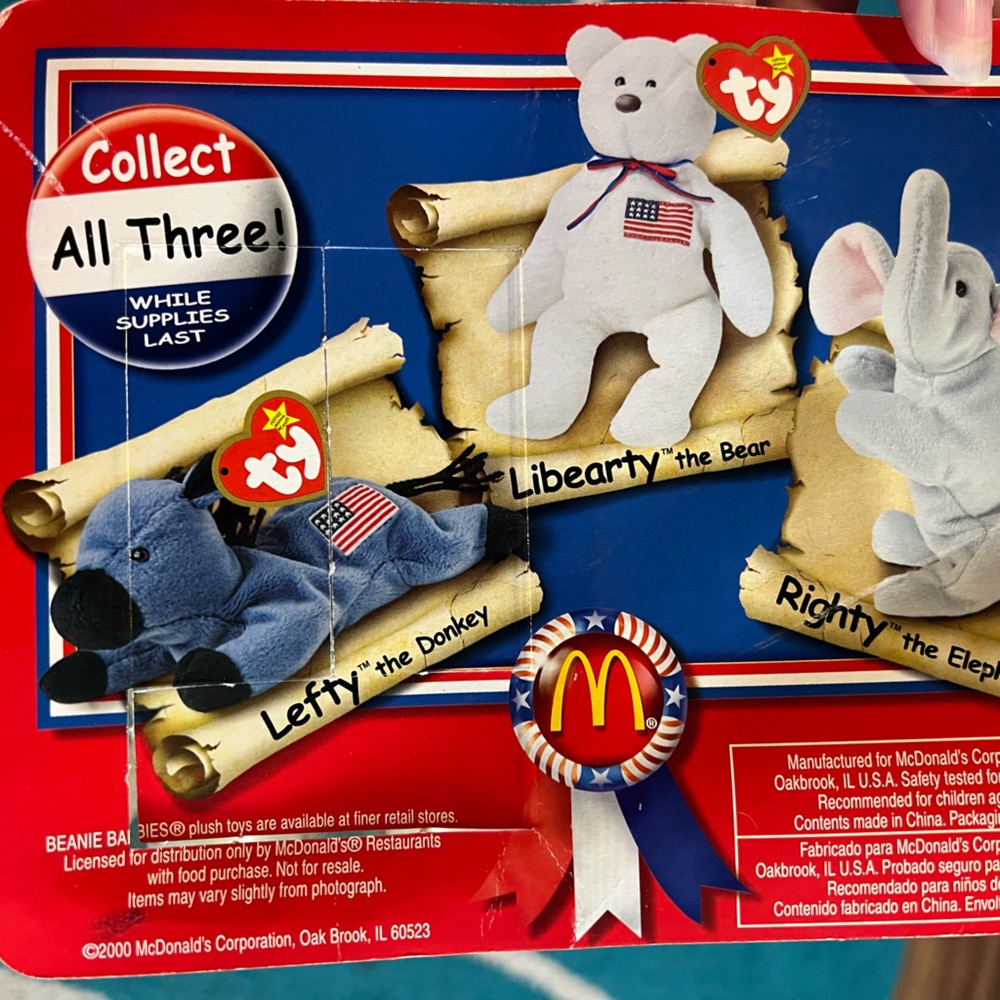 Ty McDonald's Teenie Beanie Baby Libearty the Bear 2000 American Trio New Sealed - Picture 3 of 4